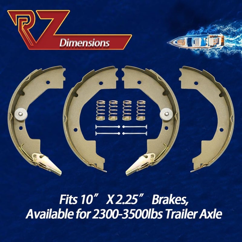RV MURTS 2 أزواج 10" × 2-1/4" أحذية فرامل كهربائية للجرارات مجموعات استبدال ذاتية الضبط للجرارات 2300-3500 رطل تجميع فرامل 4 ثقوب (يسار ويمين)، ملحقات محور الجرار، نوع ديكستر. - Image 2